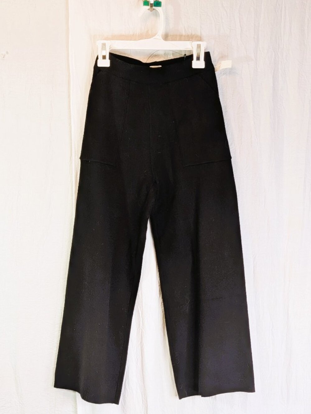 Happily Grey Kids Black Wide-Leg Cropped Sweater Knit Pants Small (7-8) Luxury